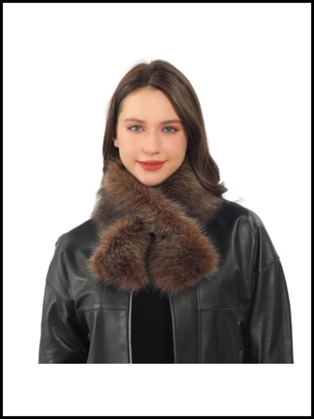 Faux Fur Neck Warmer Scarf Women Winter Collar Wrap, Soft Plush Snood
